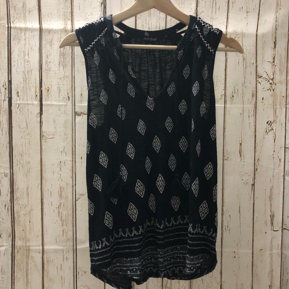 Lucky Brand Diamond Printed Shell Top XS - Picture 3 of 6
